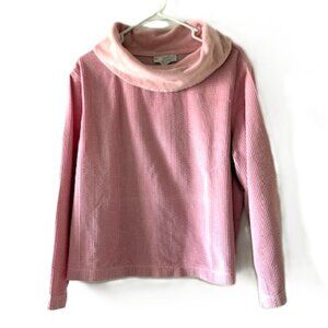 Chadwick's Pink Corduroy Long Sleeve Shirt with Soft Cowl Neck
